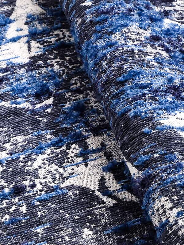 Blu OCEAN - Tessuto jacquard astratto in tonalità